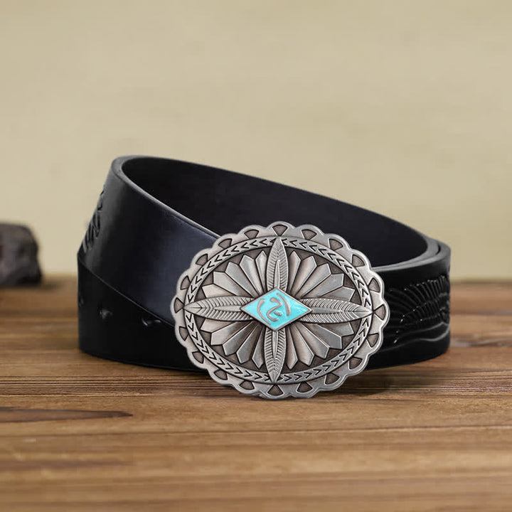 Herren DIY Indianischer Stamm Kreuze Totem Ledergürtel Schnalle
