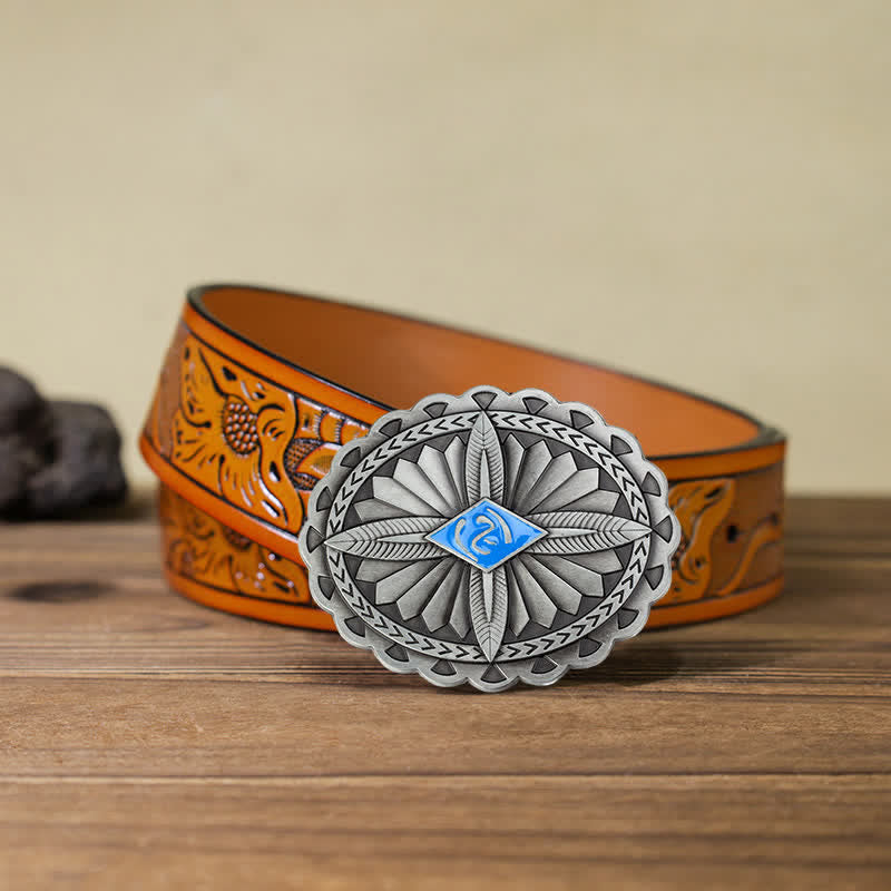Herren DIY Indianischer Stamm Kreuze Totem Ledergürtel Schnalle