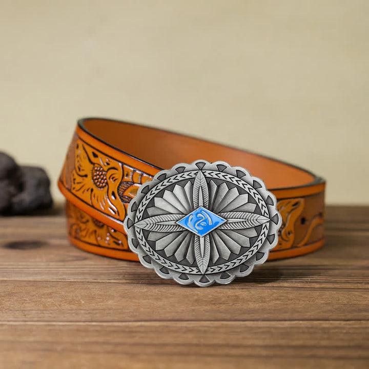 Herren DIY Indianischer Stamm Kreuze Totem Ledergürtel Schnalle