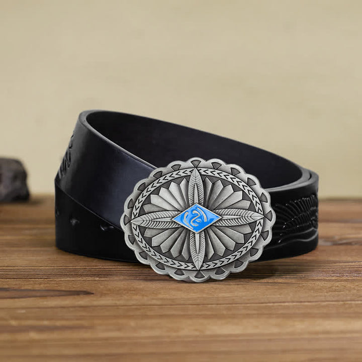 Herren DIY Indianischer Stamm Kreuze Totem Ledergürtel Schnalle