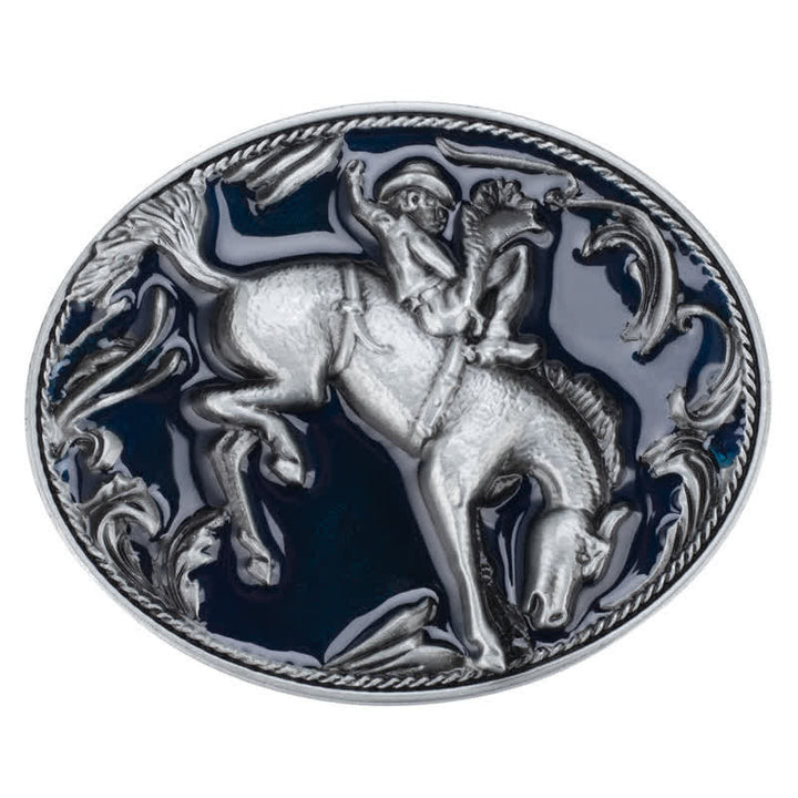 Herren-DIY-Blau-Emaille-Reitschnalle-Ledergürtel