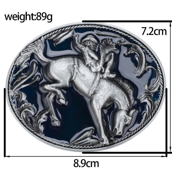Herren-DIY-Blau-Emaille-Reitschnalle-Ledergürtel