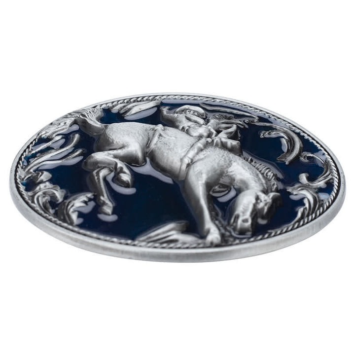 Herren-DIY-Blau-Emaille-Reitschnalle-Ledergürtel