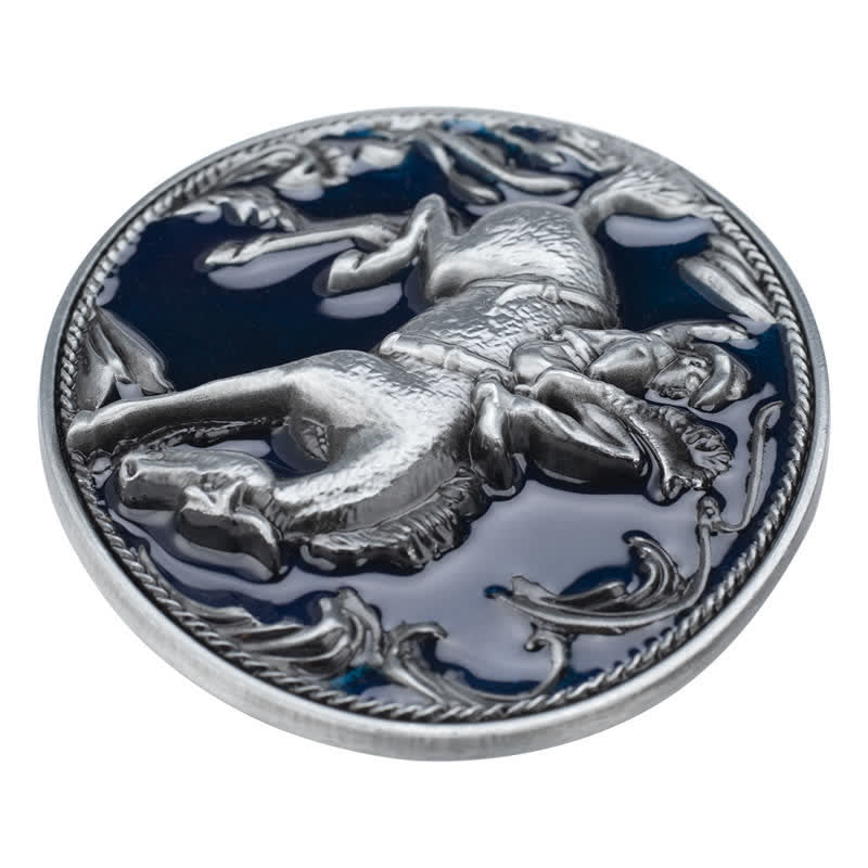 Herren-DIY-Blau-Emaille-Reitschnalle-Ledergürtel