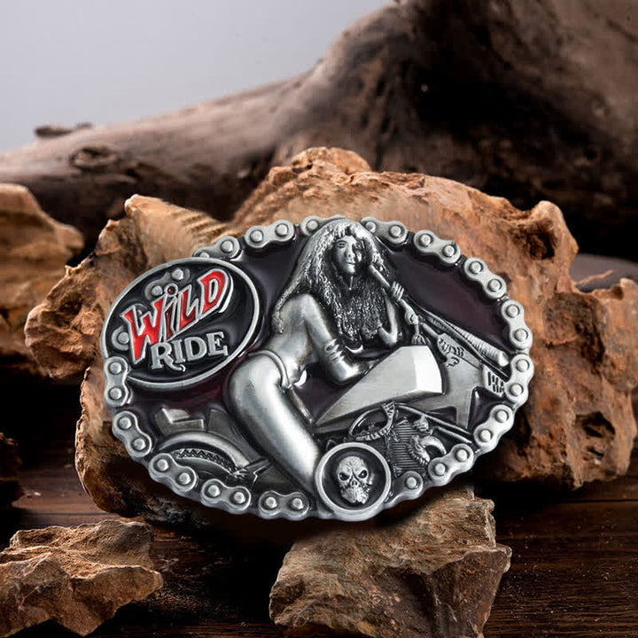 Herren DIY Wild Ride Motorrad-Lady-Schnallenledergürtel