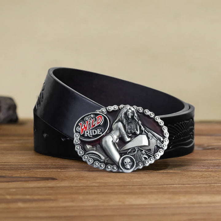 Herren DIY Wild Ride Motorrad-Lady-Schnallenledergürtel