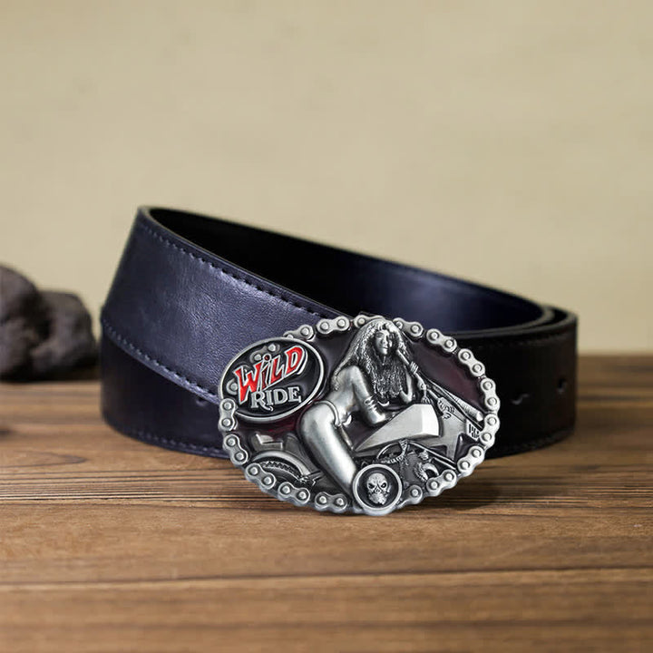 Herren DIY Wild Ride Motorrad-Lady-Schnallenledergürtel