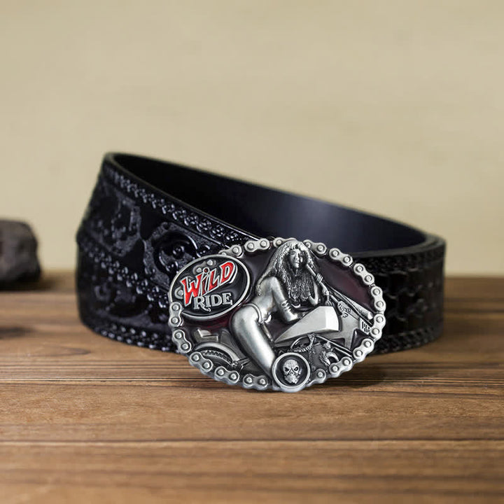 Herren DIY Wild Ride Motorrad-Lady-Schnallenledergürtel