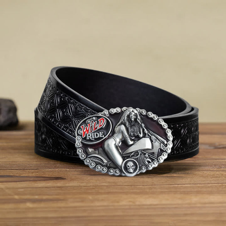 Herren DIY Wild Ride Motorrad-Lady-Schnallenledergürtel