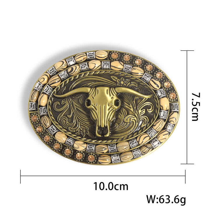 DIY-Gold-Stierkopfkoralienverzierte Schnalle Herren-Ledergürtel