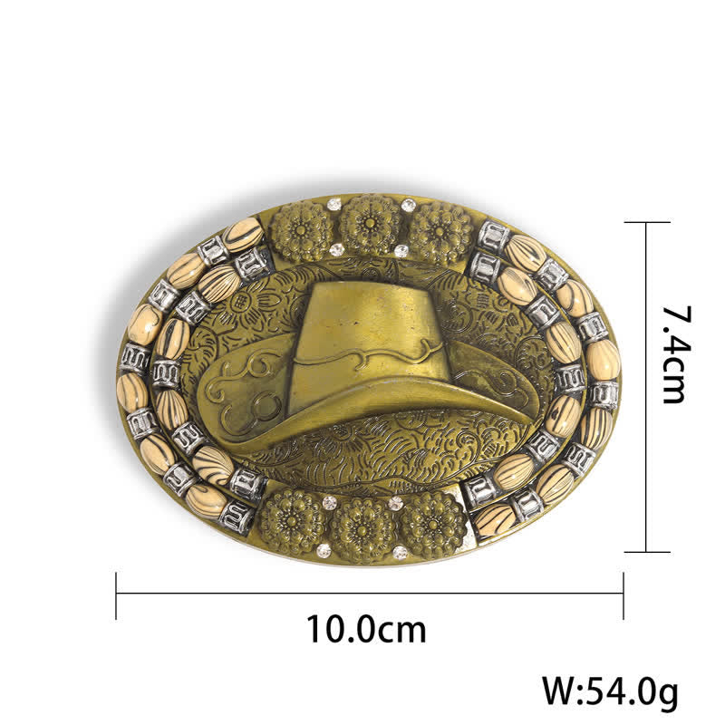 Herren DIY Gold Cowboyhut Perlen Dekor Schnalle Ledergürtel