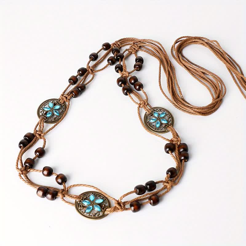 Damen Schmetterlingsblume Schärpe Boho Geflochtener Taillenseil Gürtel