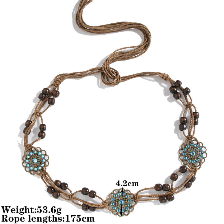 Damen Schmetterlingsblume Schärpe Boho Geflochtener Taillenseil Gürtel
