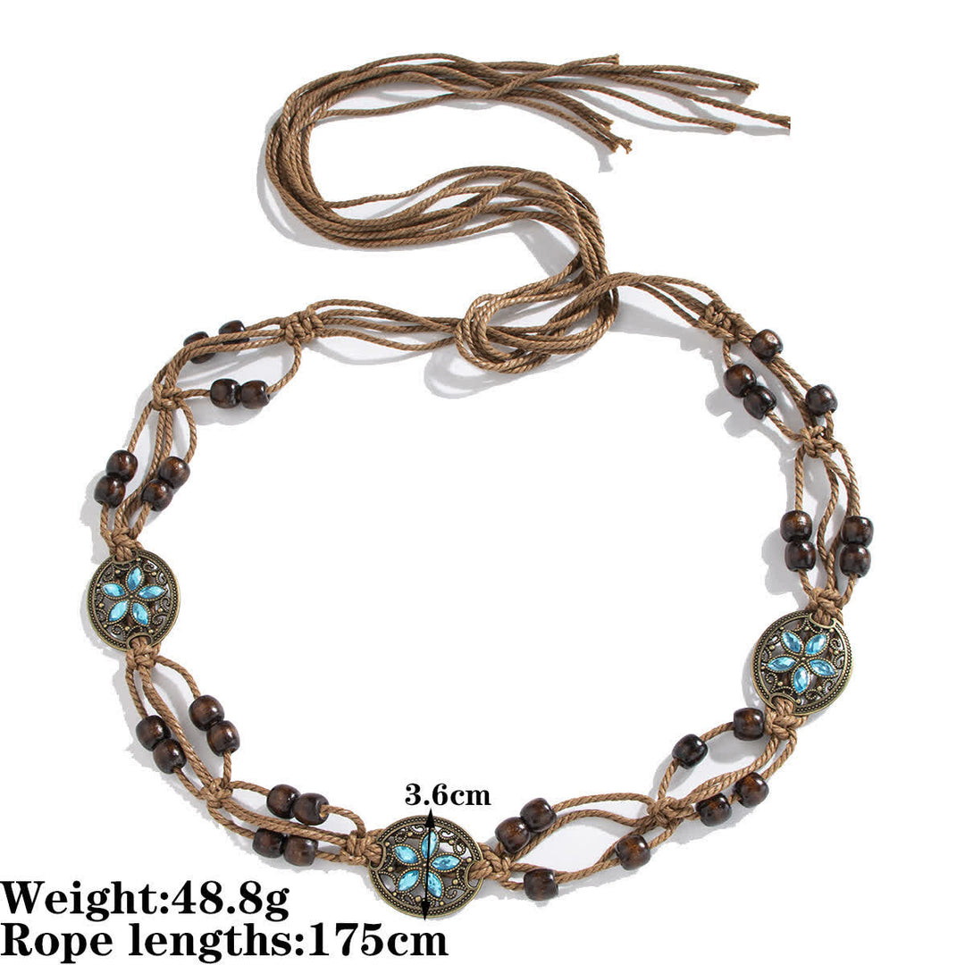 Damen Schmetterlingsblume Schärpe Boho Geflochtener Taillenseil Gürtel