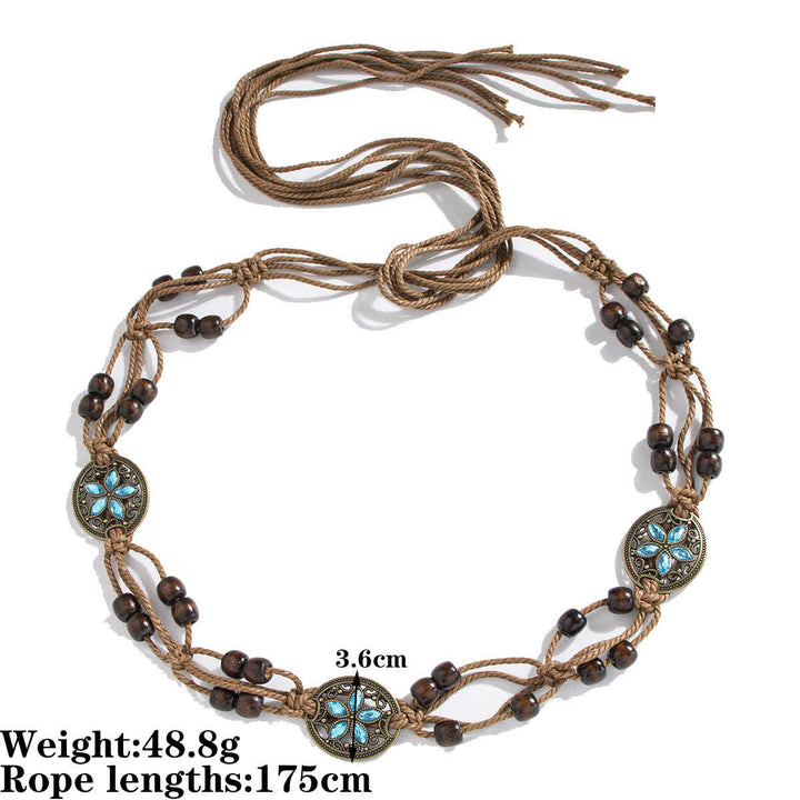 Damen Schmetterlingsblume Schärpe Boho Geflochtener Taillenseil Gürtel