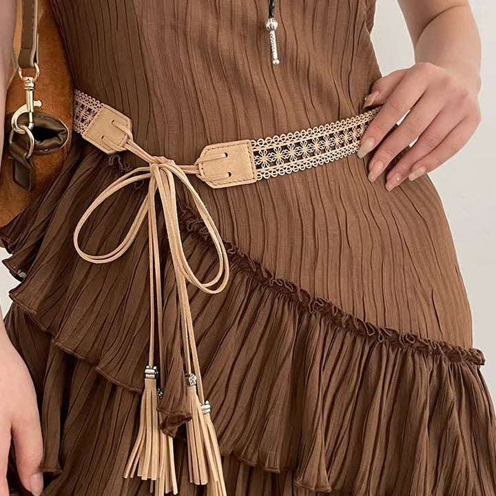 Hohler Blumen-Taillenseil-Gürtel im Bohemia-Stil für Damen