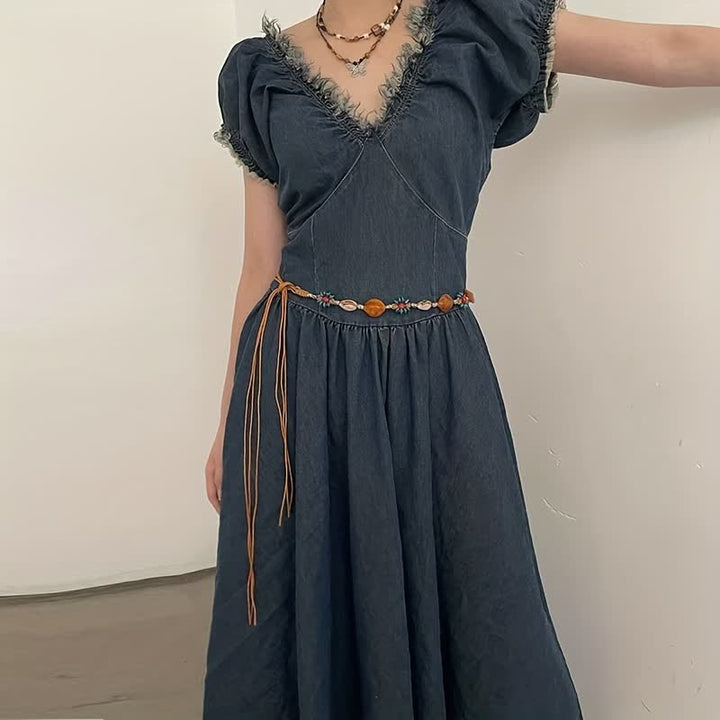 Damen Perlenblume Muschel Boho Geflochtener Taillenseilgürtel