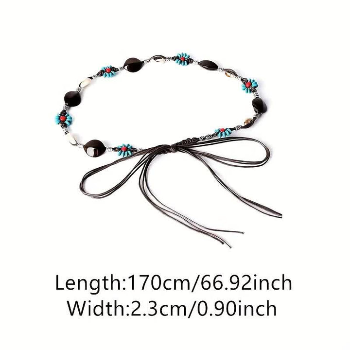 Damen Perlenblume Muschel Boho Geflochtener Taillenseilgürtel