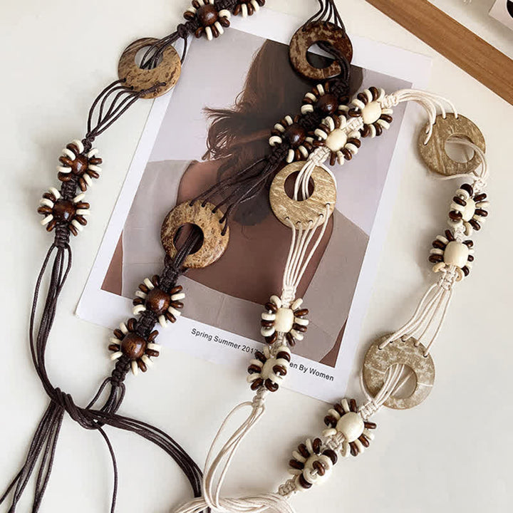 Geflochtener Taillengürtel mit Perlen für Damen im Boho-Stil