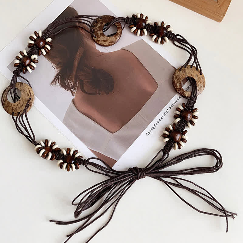 Geflochtener Taillengürtel mit Perlen für Damen im Boho-Stil