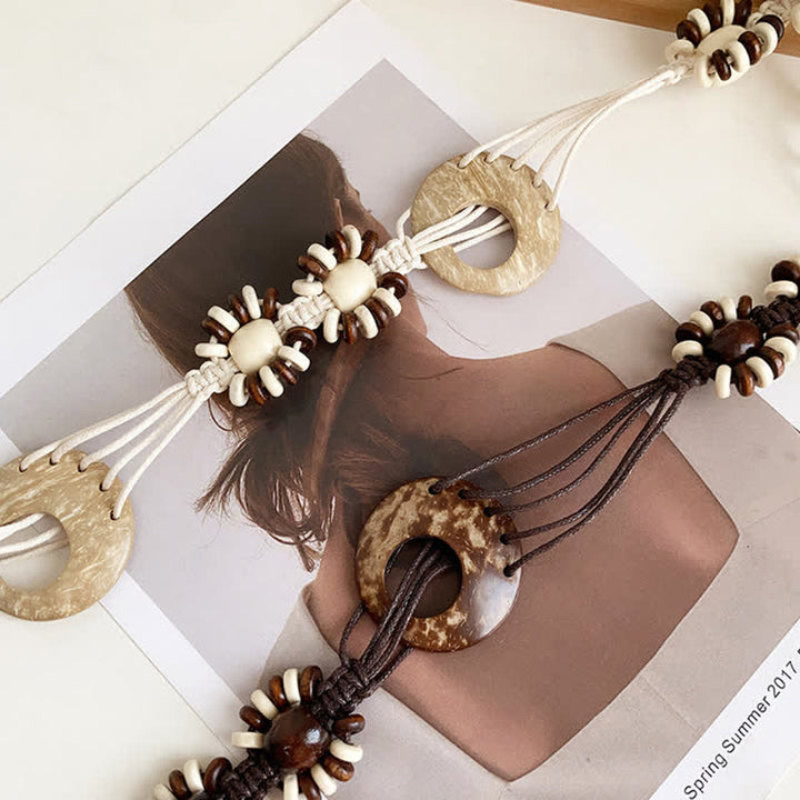 Geflochtener Taillengürtel mit Perlen für Damen im Boho-Stil