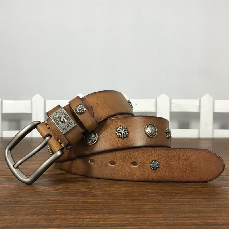 Retro Metallschmuck Nieten besetzter Casual Jeans Ledergürtel