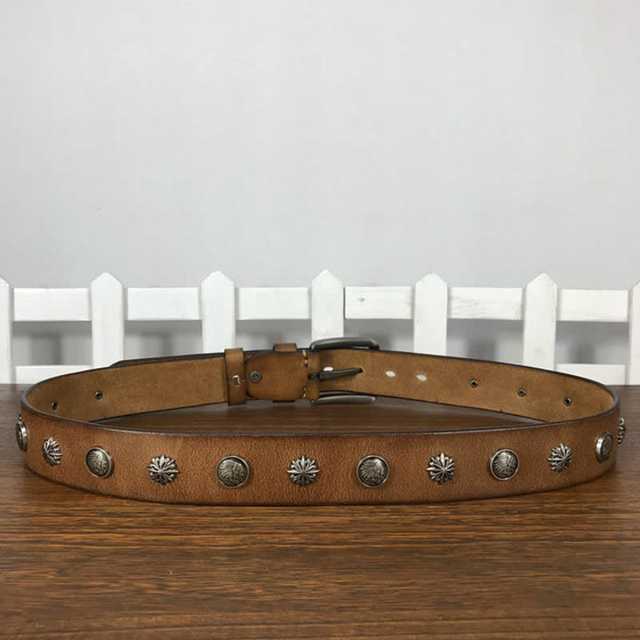 Retro Metallschmuck Nieten besetzter Casual Jeans Ledergürtel