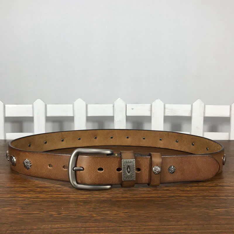 Retro Metallschmuck Nieten besetzter Casual Jeans Ledergürtel