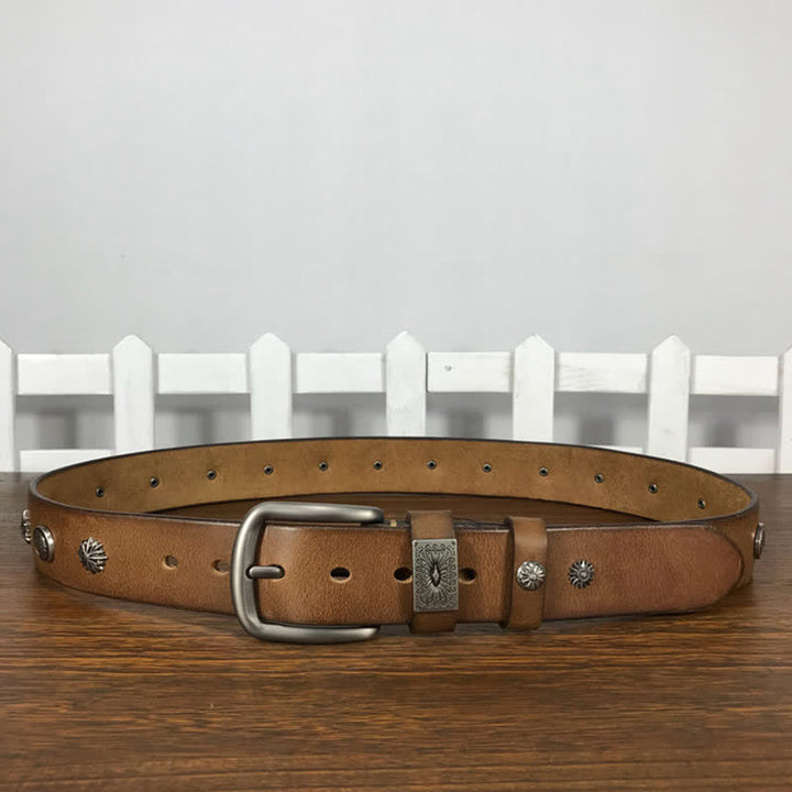 Retro Metallschmuck Nieten besetzter Casual Jeans Ledergürtel
