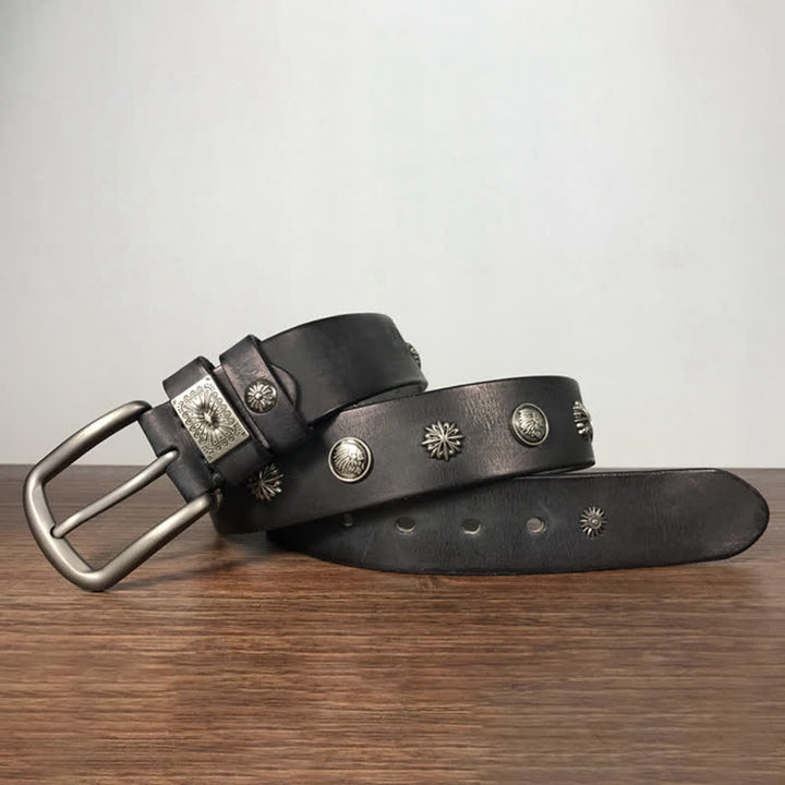 Retro Metallschmuck Nieten besetzter Casual Jeans Ledergürtel