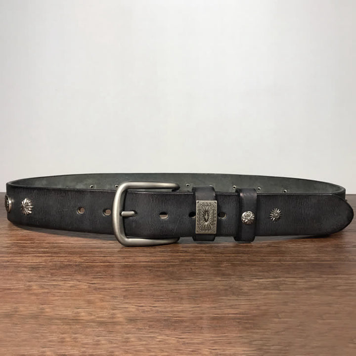Retro Metallschmuck Nieten besetzter Casual Jeans Ledergürtel
