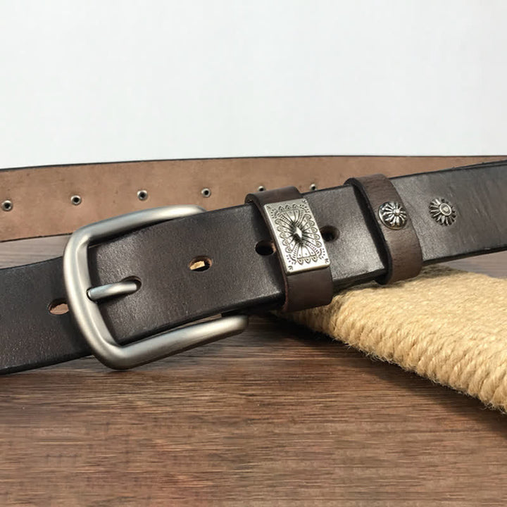 Retro Metallschmuck Nieten besetzter Casual Jeans Ledergürtel
