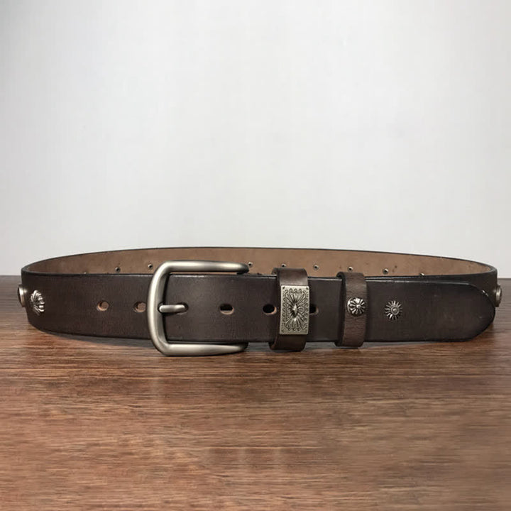 Retro Metallschmuck Nieten besetzter Casual Jeans Ledergürtel