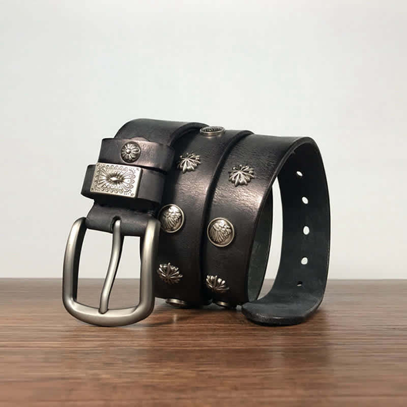 Retro Metallschmuck Nieten besetzter Casual Jeans Ledergürtel