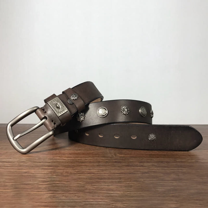 Retro Metallschmuck Nieten besetzter Casual Jeans Ledergürtel