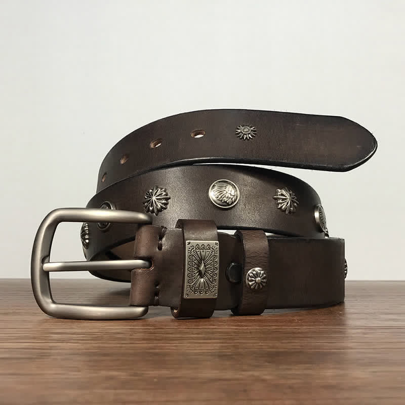 Retro Metallschmuck Nieten besetzter Casual Jeans Ledergürtel