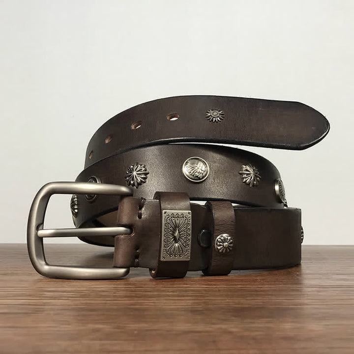 Retro Metallschmuck Nieten besetzter Casual Jeans Ledergürtel