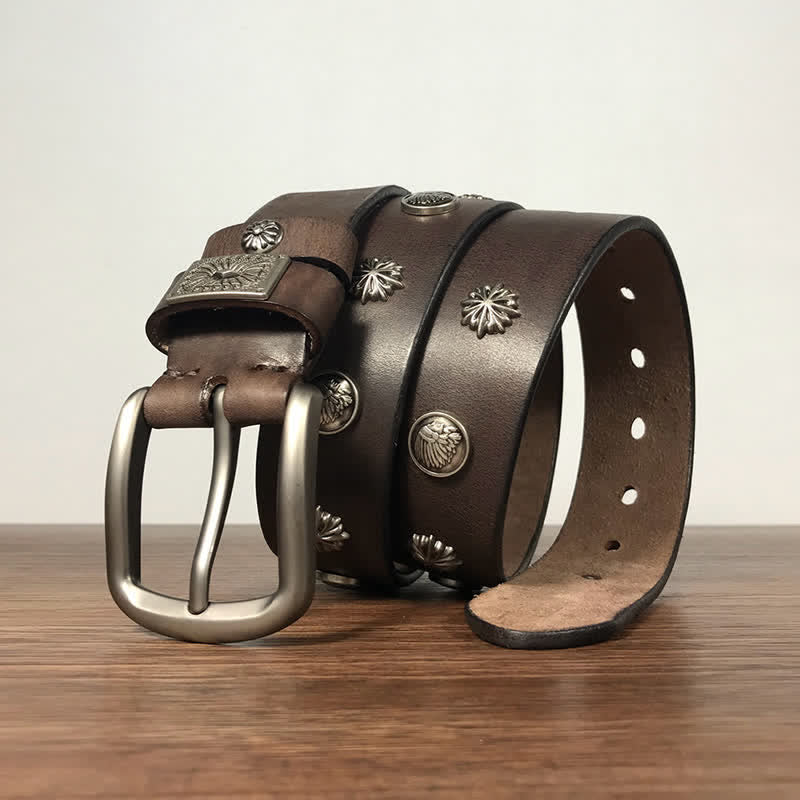 Retro Metallschmuck Nieten besetzter Casual Jeans Ledergürtel