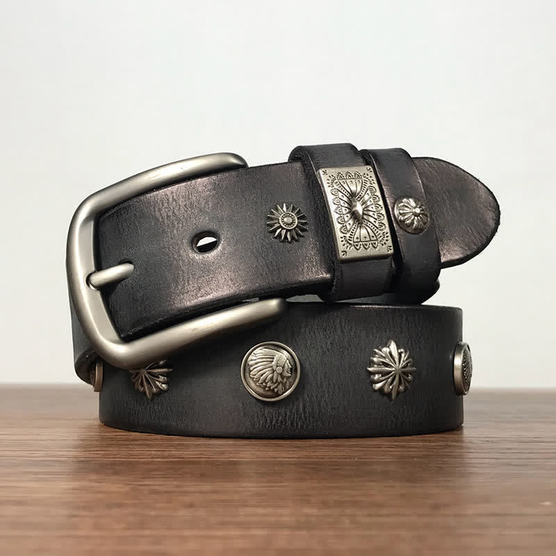 Retro Metallschmuck Nieten besetzter Casual Jeans Ledergürtel