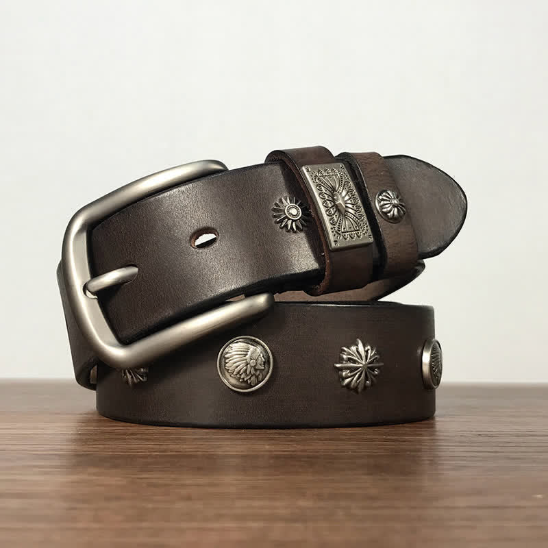 Retro Metallschmuck Nieten besetzter Casual Jeans Ledergürtel