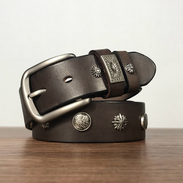 Retro Metallschmuck Nieten besetzter Casual Jeans Ledergürtel