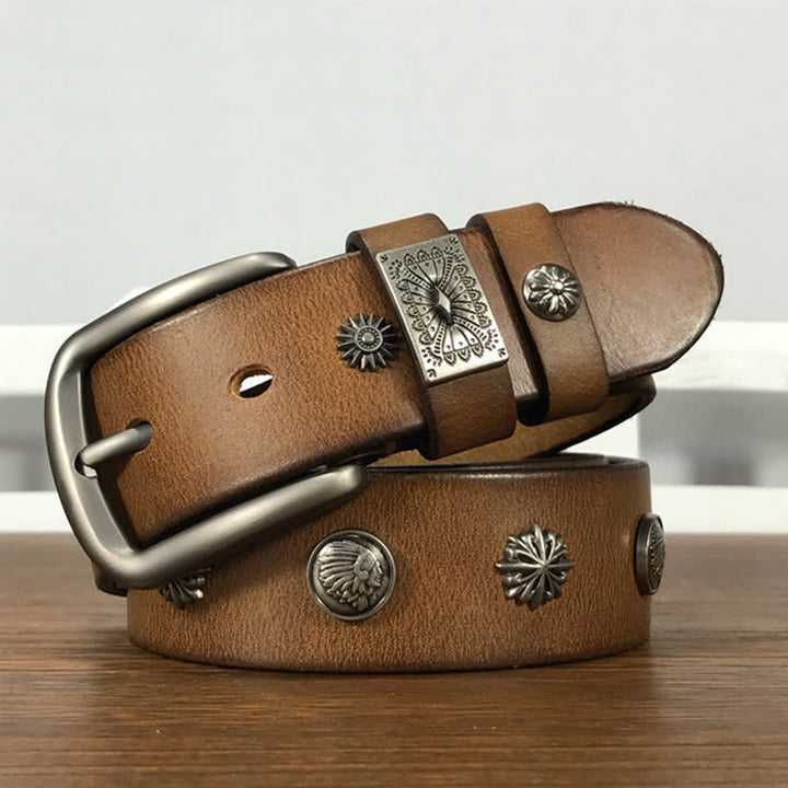 Retro Metallschmuck Nieten besetzter Casual Jeans Ledergürtel