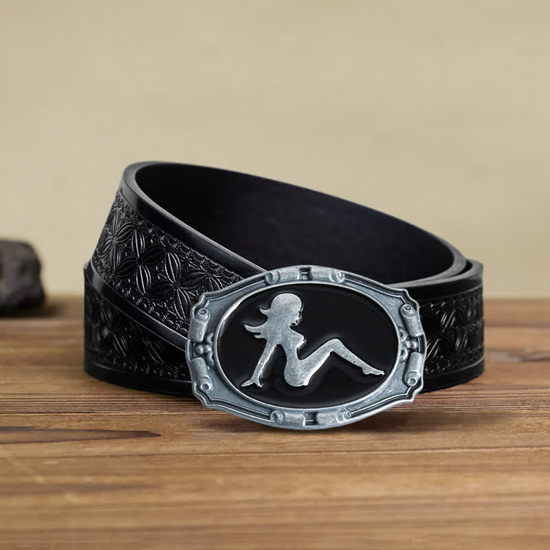 Herren DIY Punk Dame Silhouette Schnalle Ledergürtel