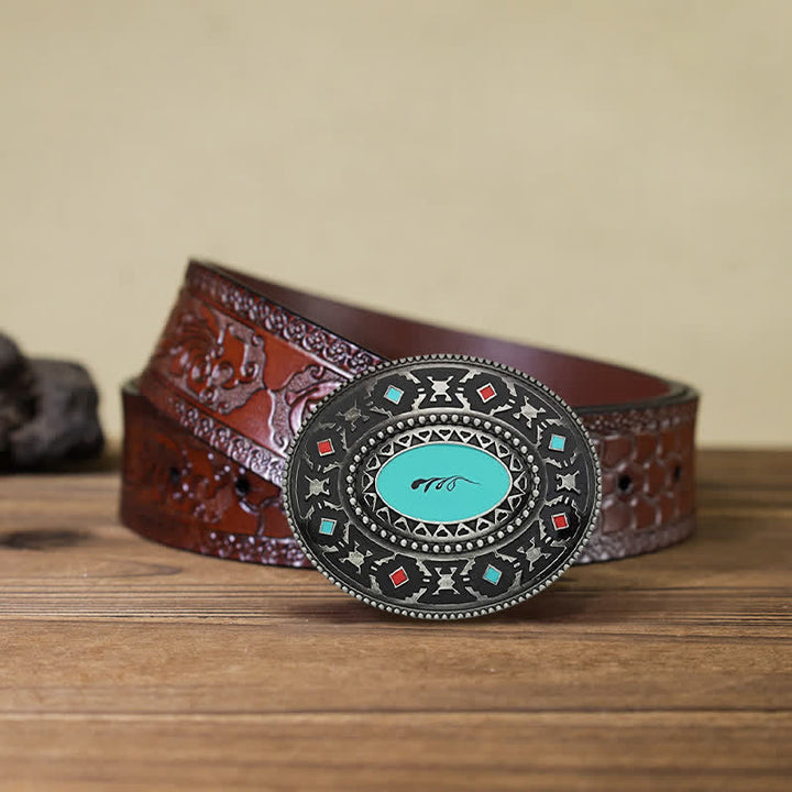 Männer DIY Western bunter emaillierter Ledergürtel