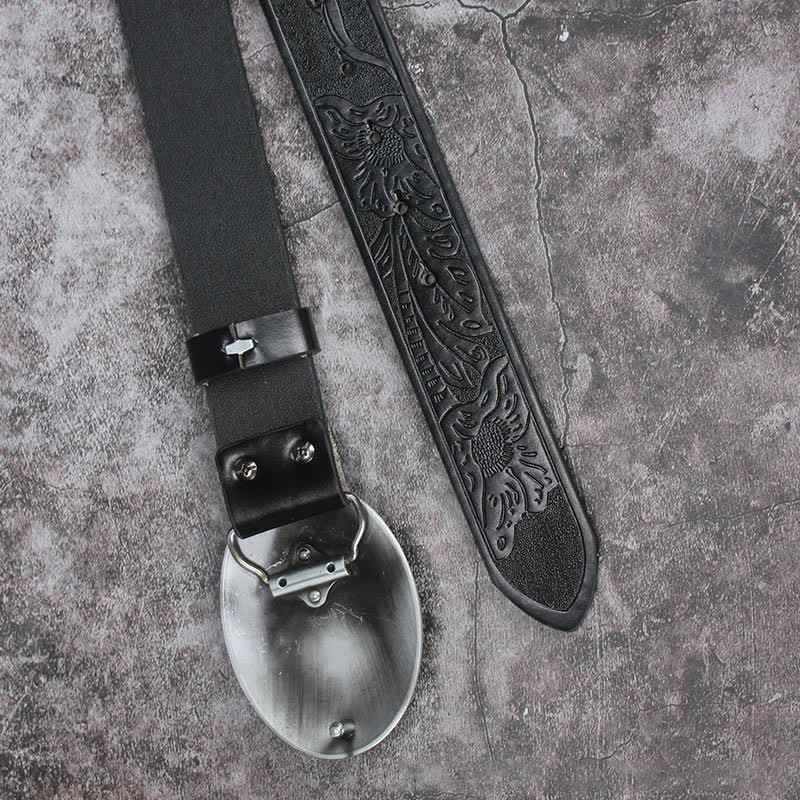 Vintage Herrenledergürtel mit Türkisstein aus Böhmen