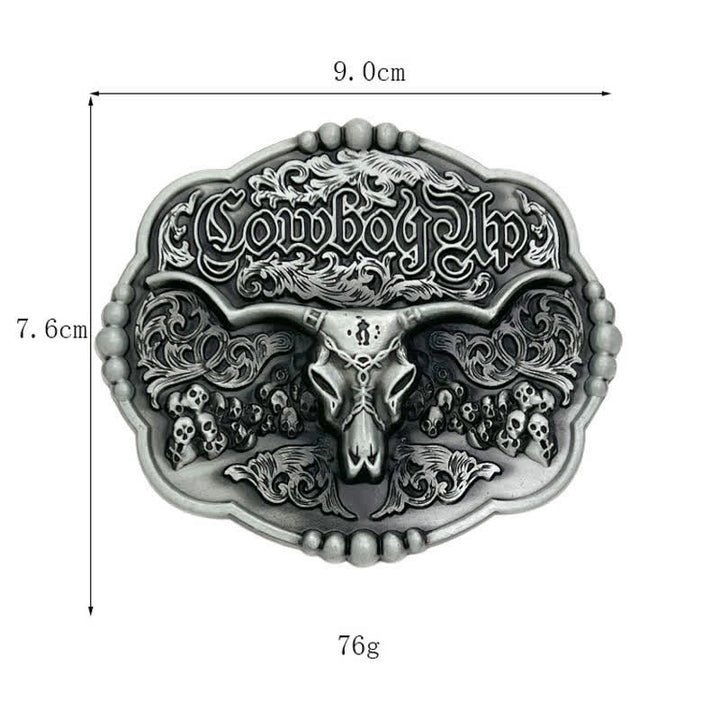 Herren DIY Cowboy Gotik Schädel Stier Schnalle Ledergürtel