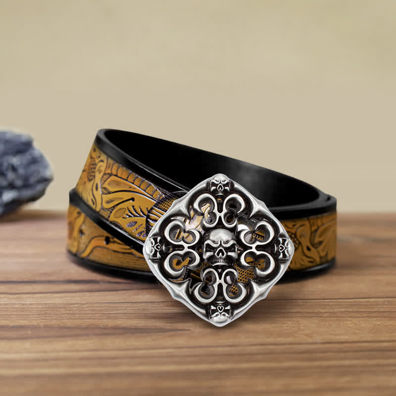 Herren DIY Rock Hollow Out Skull Schnallengürtel