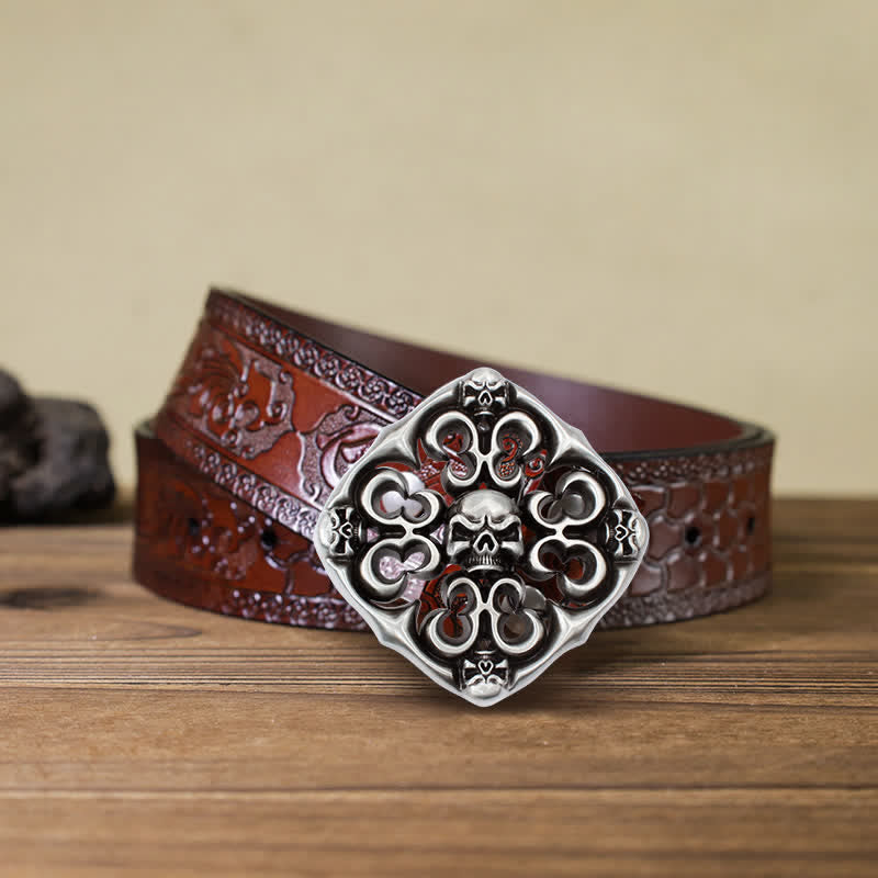 Herren DIY Rock Hollow Out Skull Schnallengürtel