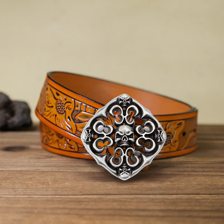 Herren DIY Rock Hollow Out Skull Schnallengürtel
