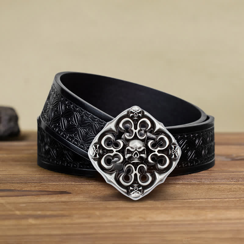 Herren DIY Rock Hollow Out Skull Schnallengürtel